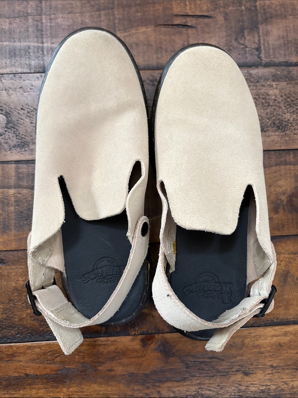 Womens Beige Dr. Martens Suede Slip-On Sandal - Comfortable Casual Style